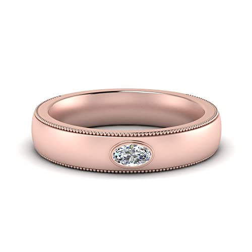 Bague homme solitaire ovale en or rose avec pierre personnalisable