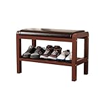 WXQIANG Banquette à Chaussures avec siège rembourré rembourré PU, Organisateur de Chaussures, idéal pour Le Couloir Salon de Chambre à Coucher Confortable et Durable (Color : Walnut, Size : 60cm)