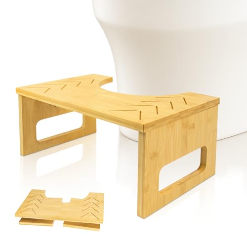 PTSUPLES Taburete WC de bambú: Plegable