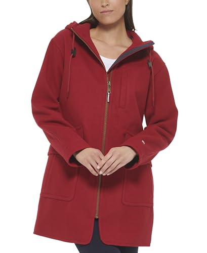 Tommy Hilfiger Women's Drop Shoulder Zip Up Wool Coat