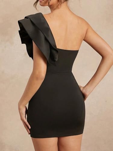 Women's Solid Color Asymmetrical Neck Bodycon Mini Dress Sleeveless Dresses2