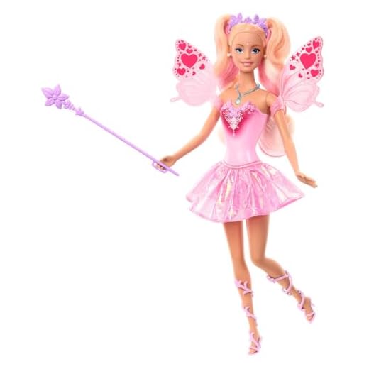 Barbie - Fata con bacchetta stellata, bambola a tema fantasy con capelli bondi, ali e outfit cambia colore in acqua calda e fredda, giocattolo per bambini, 3+ anni, JCP76