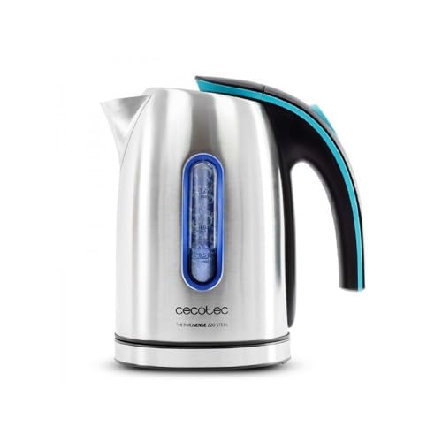 Cecotec Hervidor de Agua Eléctrico ThermoSense 220 Steel. 1,2 litros, Libre de BPA, 1630 W de...