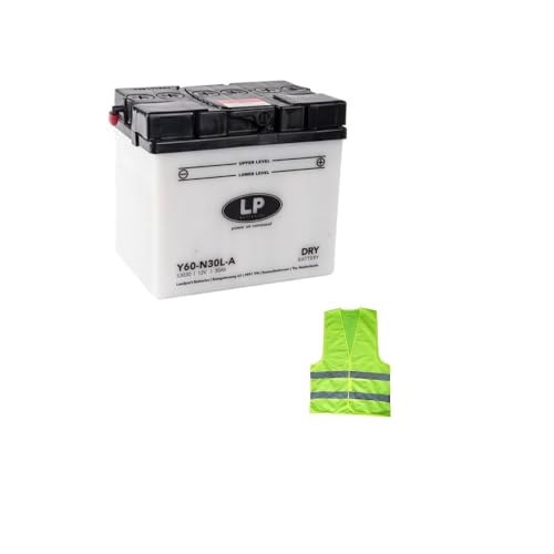 COMPATIBILE CON MOTO GUZZI V35 Carabinieri/PA 350 per anno 1990 al 1992 BATTERIA Y60-N30L-A (=YUASA 53030) CCA 300 FORNITA COMPLETA PER L'USO BATTERIE LP DRY 30 AMPERE 12 VOLT 187X128X167MM