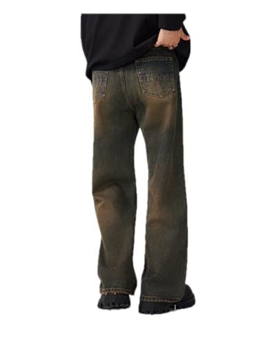 Jeans Pants Trousers Denim Brown Micro Pull Up for Boys Retro Straight High Street Handsome Versatile Long Men3