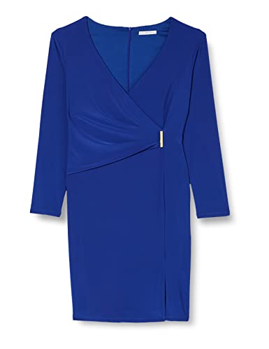 Gina Bacconi Vestido de corpiño Cruzado con Ribete Dorado cóctel, Lapis Azul, 48 para Mujer