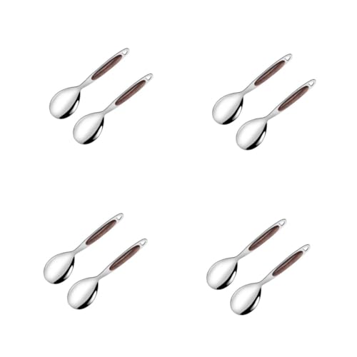 SOLUSTRE 4sets Multi-function Stainless Steel Tableware Large Slotted Spoon Gold Coffee Spoon for Dinner 2pcs*4