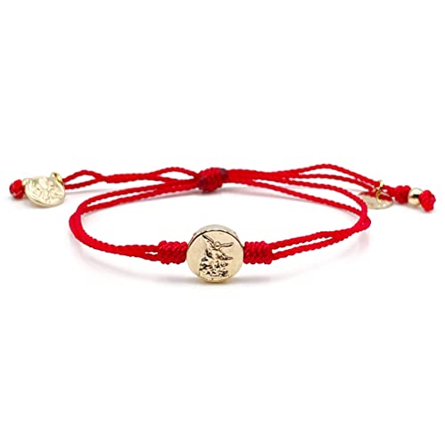 St Michael Archangel Coin Medal on Adjustable Red Cord Wrist Adjustable Bracelet