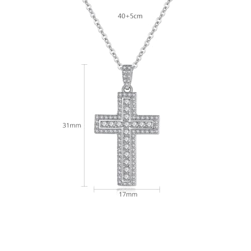 14K Gold D-color VVS1 Clarity Moissanite Hip-Hop Cross Women Pendant Necklace, Christmas Gift for Her, Great for Holiday Celebrations2