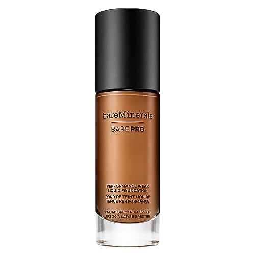 bareMinerals Barepro Performance Wear Liquid Foundation SPF 20, Breathable Makeup for Face, Full Coverage, 24HR Wear, Natural Matte Finish, Vegan (Chai 26)