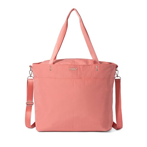 Image of Baggallini Carryall Tote - Lightweight Nylon Zipper Top Weekender Travel Beach Bag w /Luggage Sleeve
