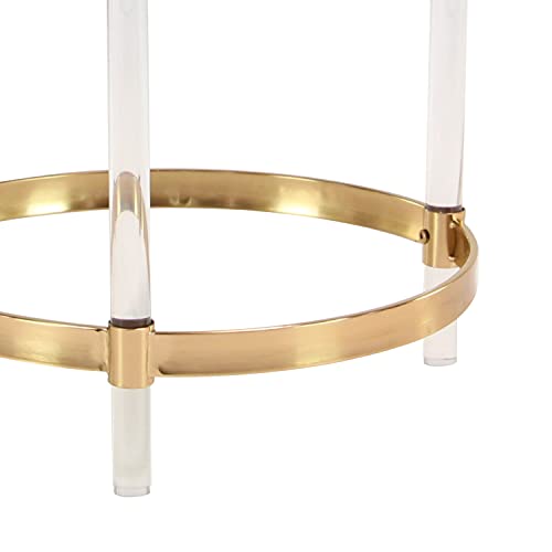 Deco 79 Acrylic Round Accent Table With Mirrored Top And Acrylic Legs, 19" X 19" X 23", Gold #TOP4