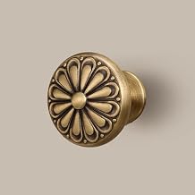 Brass Drawer Knobs, Flower Cabinet Hardware Pulls, Kitchen Cabinet Hardware Antique Brass Drawer Knobs-2 Pack