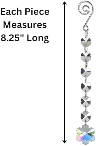 Miniatura 5 de Adornos colgantes de Navidad iridiscentes de copo de nieve  Juego de 6 guirnaldas de cuentas de cristal  cada guirnalda mide 8  pulgadas de largo