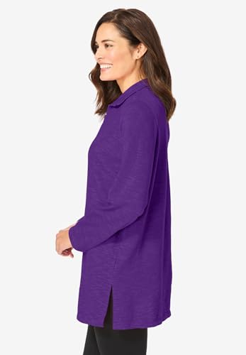 Woman Within Plus Size French Terry Quarter-Zip Sweatshirt3