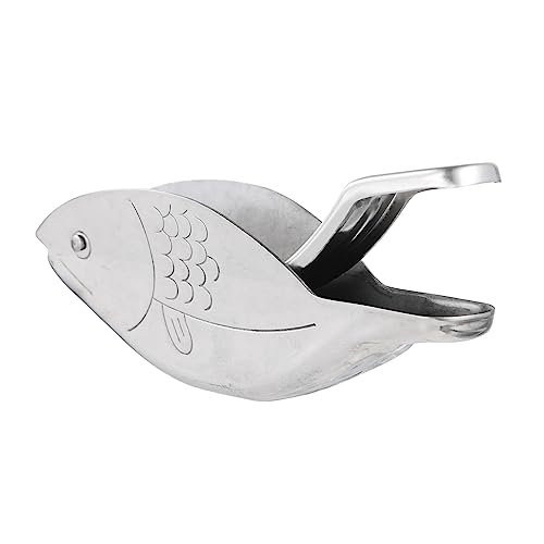 OUNONA Stainless Steel Sauce Boat Fish Shape Gravy Container Lid Sauce Pitcher for Kitchen Seasoning Boat