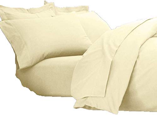 Dulce Lino New 100% Brushed Cotton Thermal Flannelette Sheet Sets Fitted/Flat & Pillow Cases. (Cream, Single)