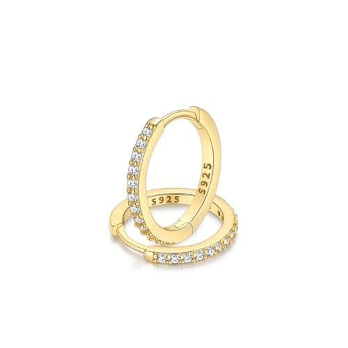 FaithHeart 925 Sterling Silver Huggie Hoop Earrings, Small Silver Hoop Earring for Women, Gold/Black/Rose Gold Hypoallergenic Cartilage Earrings for Women 6/8/10/12/14/15/16/18/20mm 12mm Cub