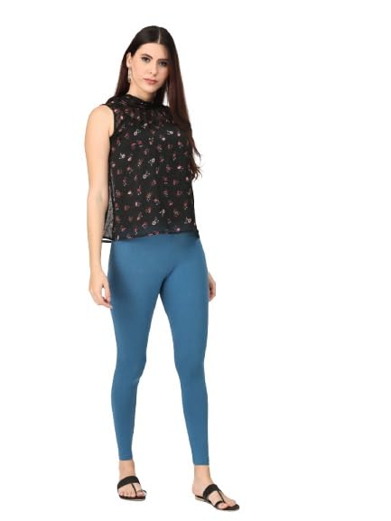 Image of Robinbosky Premium Stretchable Cotton Ankle Legging for Women | Suitable for Formal wear & Casual wear | High-End Elastic Makes The Leggings Squat Proof and Durable for Travel, Yoga, & Workout.