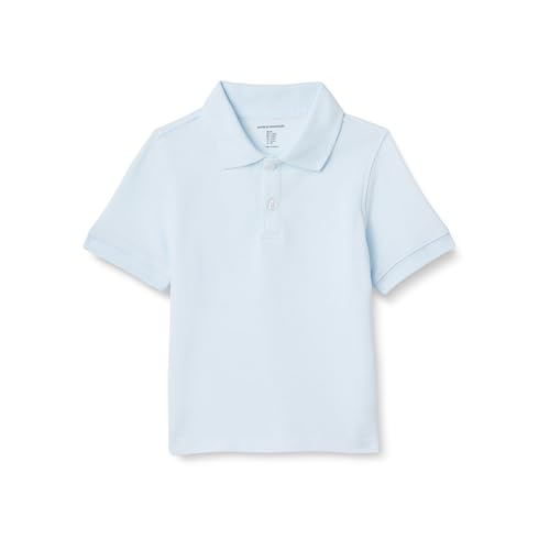 Amazon Essentials Polo de Uniforme de Piqué de Manga Corta Niño, Azul Claro, 8 años