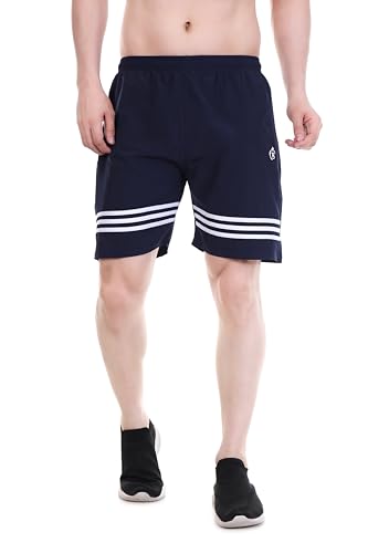 Image of BLUE STAR SHARK Athletic Sports Shorts for Men with Zip Pockets and Elastic Waistband Quick Dry Lightweight Activewear.