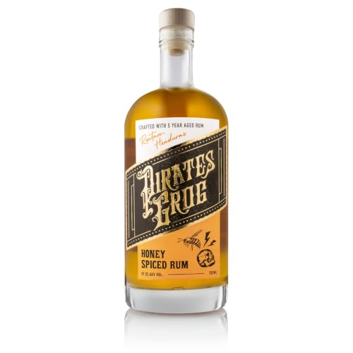 Pirates Grog Honey Spiced Rum - 70cl / 700ml | World Rum Award Winner | Five Year Aged in Oak Barrels for Colour & Finish | 37.5% ABV & Infused with an Array of Spices | Suitable for Cocktails