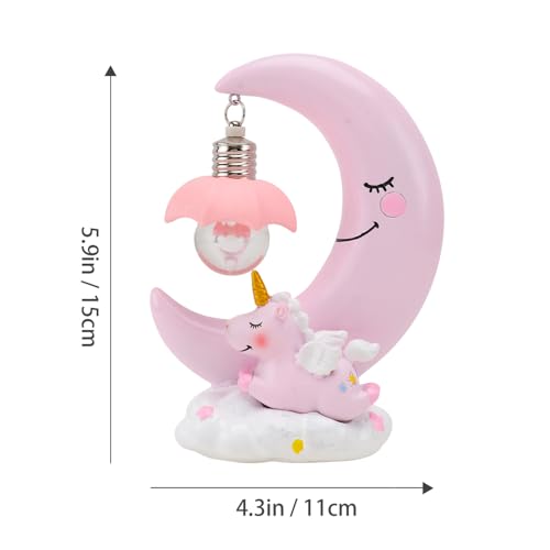 Lámpara de Mesa de Noche de Resina con Diseño de Luna Rosa miniatura 2
