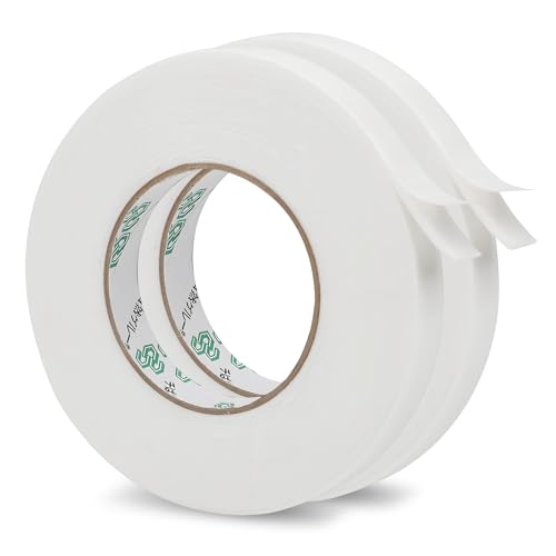 Image of Double Sided Tape 0.59 in x 15.1 ft, 2 Pack White Heavy Duty Removable Foam Tape, Strong Adhesive Waterproof for Car Home Office Decor, Damage-Free for Wall Picture Hanging