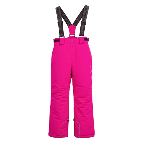 Image of Kids Snow Ski Pants with Removable Suspenders Waterproof Windproof Insulated Bibs Overalls Thicken Fleece Solid Skiing Trousers for Aged 3-13 Years Rose Red