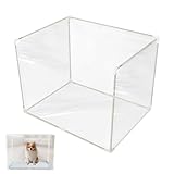 Qkbuza 猫トイレ 飛散防止 シールド - お手入れ簡単 猫トイレ 囲い型 壁ガード,犬用 目隠しスクリーン 透明 トイレトレーニング キット 寝室 バルコニー 家庭用