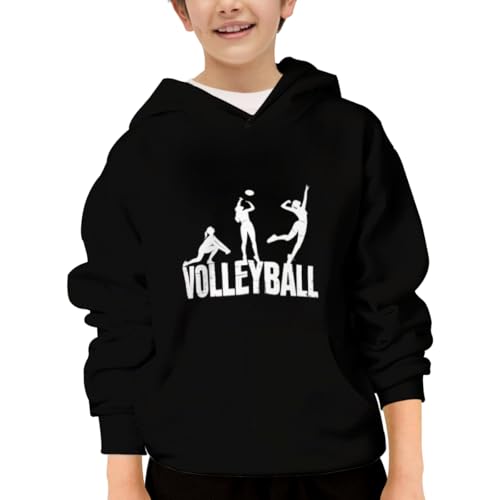 Retro Silhouetted Volleyball Player Hoodies for Teen Girls Boys Lightweight Kangaroo Pocket Sweatshirt