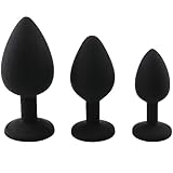 3pcs/Set Anales Plug Kit Smooth Massager Beginners Training Set Anales Beads Soft Toys,Silicone Beads Anales Plug Advanced Toy for Body Relaxing,Women Men Self Pleasure Anales Kit Small (Black)
