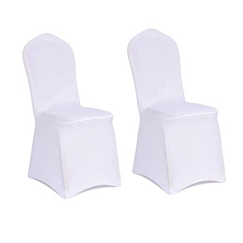 Eachome 2PCS White Chair Covers Polyester Spandex Chair Cover Stretch Slipcovers Covers for Wedding, Party and Banquet