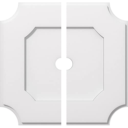 Image of Ekena Millwork CMP20LE2-02000 Locke Architectural Grade PVC Contemporary, Two Piece Urethane Ceiling Medallions 20 inchOD x 2 inchID x 12 inchC x 1 inchP