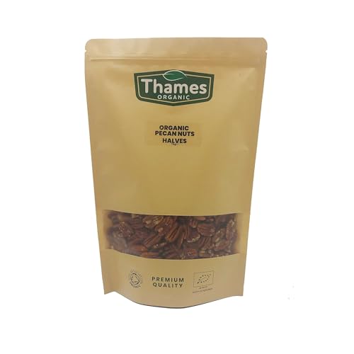 Organic Pecan Nuts - Halves, Shelled Pecans - No Additives or Preservatives - Vegan, GMO-Free, Certified Organic - Delicious and Nutritious Snack - Perfect for Baking and Cooking - Thames Organic 1kg