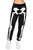 Tipsy Elves Skeleton Jogger Pants for Women - Women's Skeleton Comfort Pants with Front and Back Print - Women's Comfy Black Halloween Skeleton Pants Size Medium