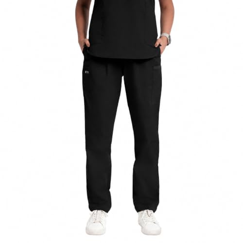 Image of Lite V-Neck 6-Pocket Women's Cotton ScrubSuit | Moisture-Wicking, Anti-Stain & Odor Protection | Classic Fit Top & Pant | All-Day Comfort for Doctors & Students Kohl Black (L)