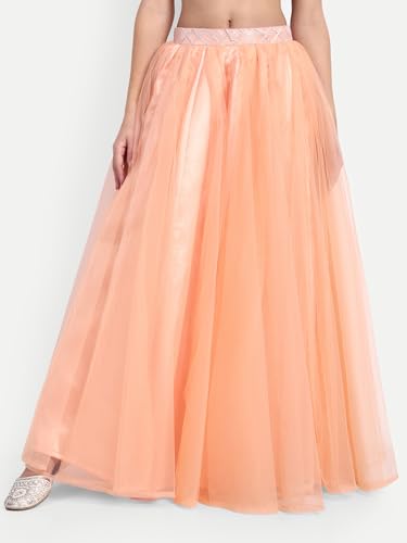 Image of TILISM Women's and Girls Solid Satin Long Skirt