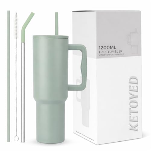 Image of Tumbler with lid and Straw 1200ML Cup Stainless Steel Vacuum Insulated Cup for Water, Iced Tea or Coffee 1.2L Office Gym Travelling; Tumbler with Straw. (40 - Oz - Pista)