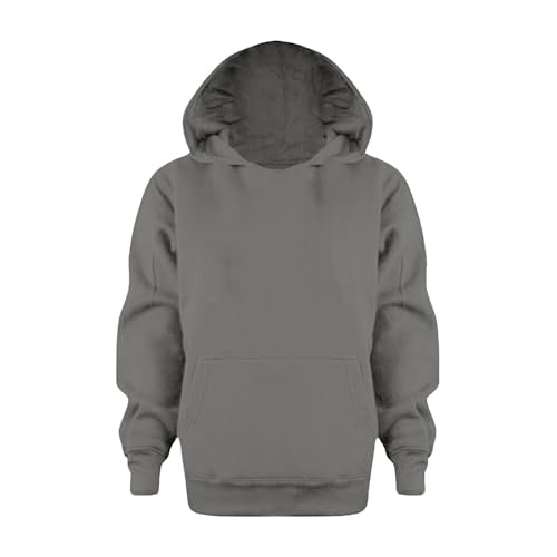 Boys' Long Sleeve Hooded Sweatshirt Fleece Pullover Casual Loose Solid Comfy Sweatshirts with Pocket for Girls Boys