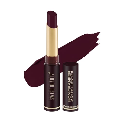 Image of Swiss Beauty Non-Tranfer Matte Lipstick, Smooth & Waterproof, Wine Blush, 2g