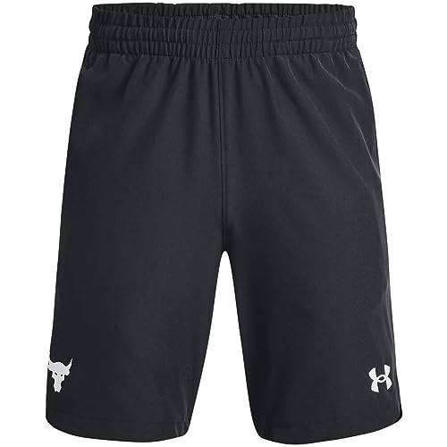 Under Armour Boys Project Rock Woven Shorts Junior Black/White 9-10 Years