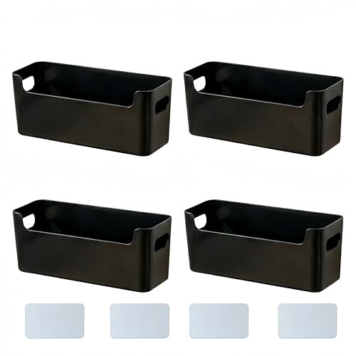XAHMBSS 4 Boîtes de Rangement avec Poignée,Panier de Rangement à Façade Basse,Boîte de Rangement En Plastique pour Cuisine Et Salle de Bain,pour...