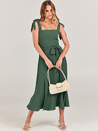 Image of ANRABESS Women's Square Neck Ruffle Split Midi Elegant Formal Wedding Guest Cocktail Bridesmaid Graduation Party Dresses