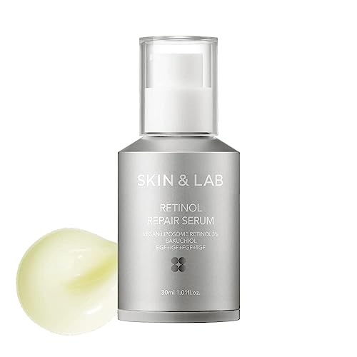 [SKIN&LAB] Retinol Repair Serum | Contains Vegan Retinol, Bakuchiol and Peptides| For Reduce Wrinkles & Fine Lines, Smoothing | Daily Facial Essence | For Sensitive Skin Type | 1.01 fl.oz