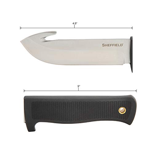 Sheffield 12184 Bax 4.5 Inch Drop Point Fixed Blade Hunting Knife With Gut Hook And Sheath, Full-Tang, Tactical Knife, Self Defense Weapon, And More #TOP2