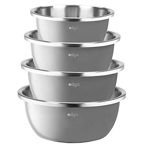 Edge Stainless Steel Nested Mixing Bowl Set 4 Piece Heavy Duty And Sturdy With Wide Lip For Easy Grip For Baking Cooking And Salad Mixing, Charcoal #TOP3