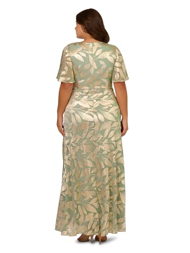 Image of Adrianna Papell Foil Leaf Draped Gown