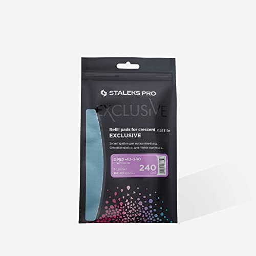 Staleks Pro Lot de 50 limes à ongles fins exclusives pour lime à ongles Croissant Grain 240 Taille de la lime 162 x 24 mm Modèle DFEX-42-240 Cover