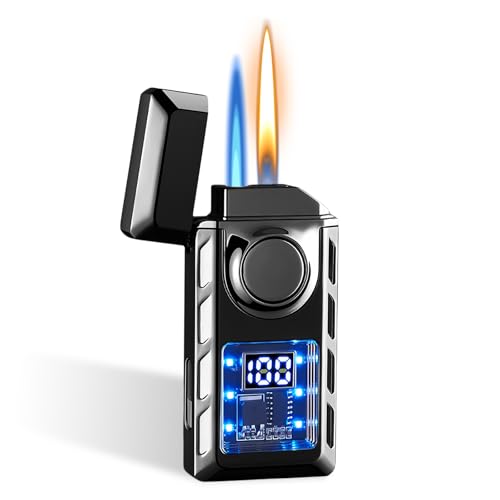 Mechero de tormenta con llama chorro y llama doble, USB-C recargable para velas, camping y barbacoa (sin gas butano), color negro